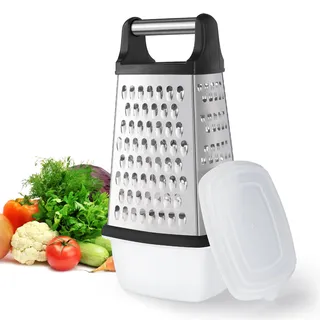 YC Kitchen Käsereibe, Reibe Edelstahl, Gemüsehobel, Reibe für gemüse, 4-seitig Vierkantreibe & Küchenreibe,Praktische Gadgets für die Küche (Große Plus-Box)