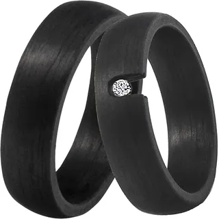 Trauring DOOSTI "Schmuck Geschenk CARBON Trauring Ehering Partnerring LIEBE" Gr. 56, schwarz, Fingerringe, Damen, 56,mit Zirkonia, Carbon, 6mm, Trauring, wahlweise mit oder ohne Zirkonia