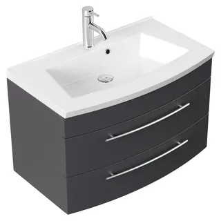 Posseik Badmöbel Luna 80 mit runder Front anthrazit seidenglanz