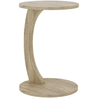 [en.casa] Beistelltisch Holeby , Hellgrau , Holzwerkstoff , Stein Optik , Rund , 38x56x38 cm , Wohnzimmer, Wohnzimmertische, Beistelltische