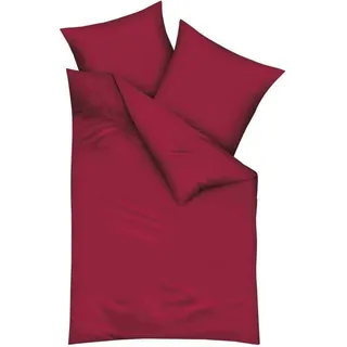 Kaeppel Mako Satin Bettwäsche Uni Rot 155x220 cm + 80x80 cm - Rot