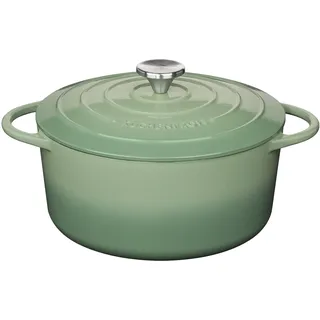 Küchenprofi Gusseisen Bräter mit Deckel rund, jade, 26 cm, Schmortopf, Auflaufform, Dutch Oven, Brotbacktopf, emailliert, für alle Herdarten (inkl. Induktion), zum Schmoren, Backen, Braten