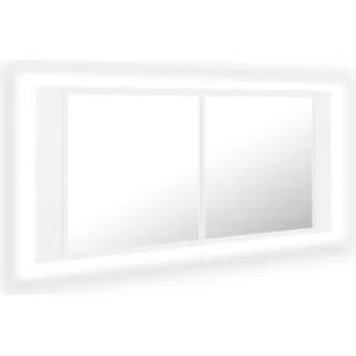 vidaXL LED-Bad-Spiegelschrank Weiß 100x12x45 cm Acryl - Weiß