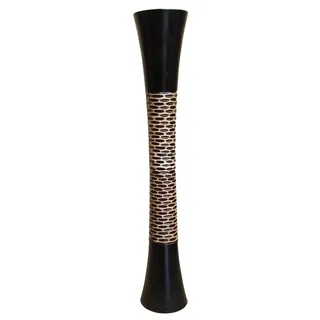 Leewadee Große Deko Bodenvase Für Dekozweige, Hohe Standvase Für Pampasgras, Design Holzvase, 70 cm, Schwarz