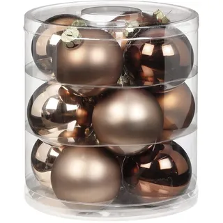 MAGIC Weihnachtskugeln Glas 8cm 12 STK. Christbaumkugeln Farbe: Elegant Lounge (Schokolade braun)