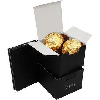 Kurtzy Schwarze Karton Box Geschenkbox mit Deckel (50er Pack) - L 5 x B 5 x H 5 cm Karton Geschenkbox - Pappschachteln mit Deckel Einfach Zusammenzubauen - Partys, Geburtstage, Hochzeiten & Feiertage