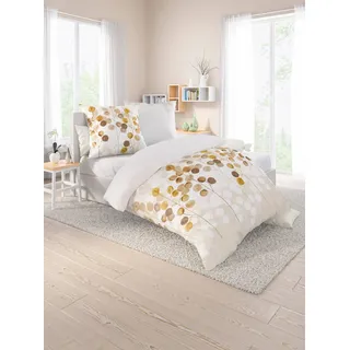 Bettwäsche BIBERNA Gr. 2, gold (natur, goldfarben), B/L: 155cm x 200cm, Feinbiber, B/L: 80cm x 80cm, 2 Stk., Feinbiber, 100% Baumwolle, Bettwäsche, Bettwäsche