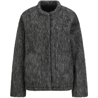 Kurzjacke GOLDNER "Warme Wolljacke in melierter Optik", Damen, Gr. 50, grau, Obermaterial: 60% Wolle mw. 40% Polyester PES., Modisch, Jacken Kurzjacke, Mit großen, aufgesetzten Taschen