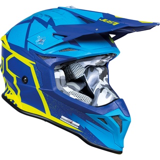 Just1 J39 Poseidon, Motocrosshelm - Blau/Hellblau/Neon-Gelb - S