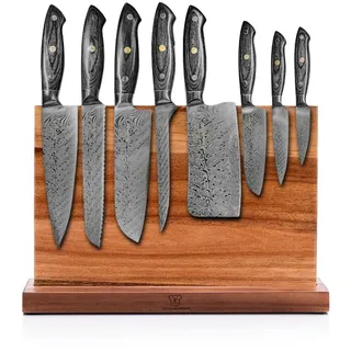 KÜCHENKOMPANE – Edelstahl Messerset Kumai mit magnetischem Messerblock | 8-teiliges Küchenmesser Set | Kochmesser mit ergonomischen Epoxid-Griff | rostfrei & scharf | Made in Germany