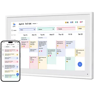 Dragon Touch 21.5 Zoll Digitaler Kalender Wand - 1920 * 1080 FHD Elektronischer Wandkalender Familienplaner mit 32GB Speicher und Wandhalterung, Touchscreen Intelligenter Tischkalender-Weiß
