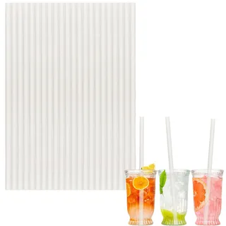 100 stück Weiß Strohhalme Papier Lackfarben, 20cm Papierstrohhalme Einweg Trinkhalme Biologisch Abbaubare Cocktail Strohhalme Drinking Straws für Geburtstag,Weihnachten,Babyparty,Hochzeit,Party