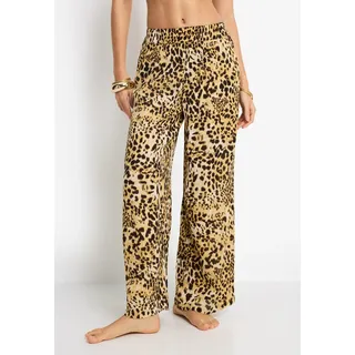 Schlupfhose LSCN BY LASCANA, Damen, Gr. 40, N-Gr, braun (leopard print), Crêpe, Obermaterial: 100% Viskose, bedruckt, figurumspielend lang, Hosen Schlupfhose, mit Animalprint