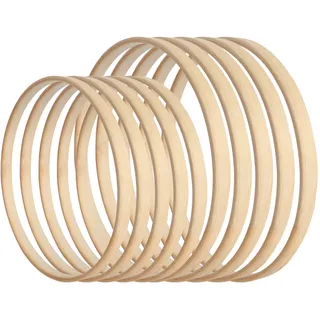 SOSMAR 10 Stück 2 Größen Holzringe zum Basteln - 25cm & 30cm Bambus Holz Ringe Hoops Set für Makramee/Traumfänger/Blumenkranz Türkranz/Wandbehang Fensterdeko DIY Set