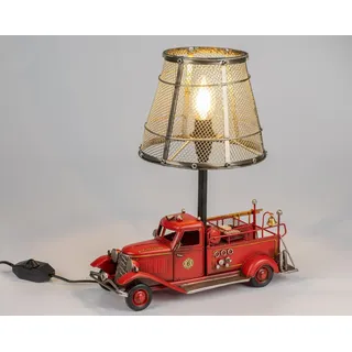 formano Feuerwehr Lampe Metall Tischlampe Design Leuchte rot Vintage-Look 37 cm - Bunt