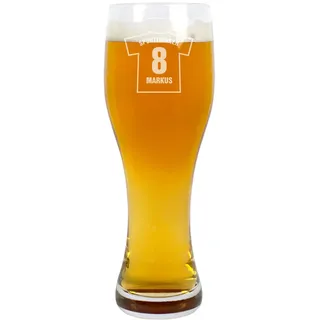 Herz & Heim® Leonardo Weizenglas 330 ml personalisiert – Männer Geschenk Bierglas mit Gravur – Fußball WM Bierglas – Weizenbiergläser als WM Pokal Glas – Weizenglas mit Gravur