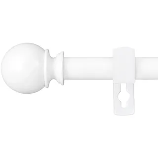 Weiße 67-187cm Gardinenstange, Ausziehbare vorhangstange weiss mit runden Endstücken und Halterungen für Schlafzimmerfenster, Wohnzimmer,Curtain Pole