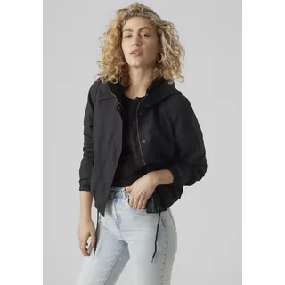 Parka VERO MODA "VMZOA SHORT PARKA NOOS", Damen, Gr. L, schwarz, Web, Obermaterial: 100% Polyester, unifarben, regular fit normal, Jacken Parka, Kunstfaser