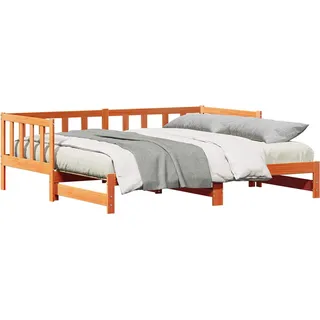 vidaXL Tagesbett mit Ausziehbett Wachsbraun 203,5 x 184 x 66 cm - Braun