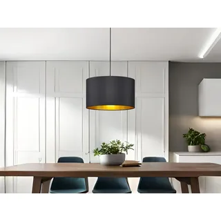 LED Pendelleuchte DIMMBAR mit Stoff Lampenschirm Ø40cm in schwarz/gold Flurlampe