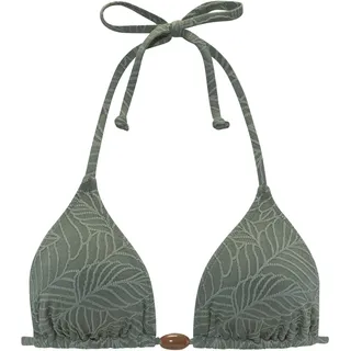 Triangel-Bikini-Top LASCANA "Fay", Damen, Gr. 42, Cup C/D, grün (oliv), Obermaterial: 94% Polyamid, 6% Elasthan. Futter: 90% Polyester, 10% Elasthan, Strukturmuster, Bikini-Oberteile Triangel-Bikini-Top, aus eleganter Strukturware, Topseller