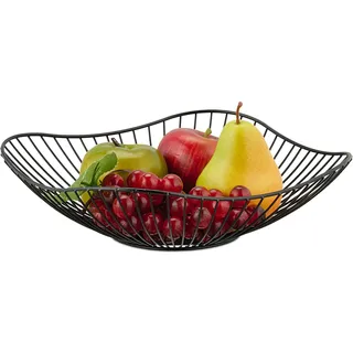 Relaxdays Obstschale Metall flacher Obstkorb 27 x 27 x 7,5 cm schwarz