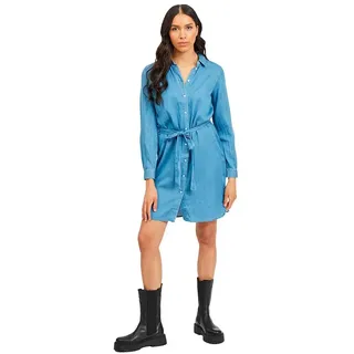 Vila Bista Belt Denim Langarmkleid - Medium Blue Denim / Detail Clean Wash-14054674-MediumBlueDenim/DetailCleanWash - 34