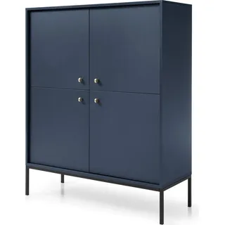 Furniture24 Kommode Mono Mksz154 Sideboard 104 X 83 X 39 Cm Marineblau/Schwarzes Gestell - Blau, Schwarz