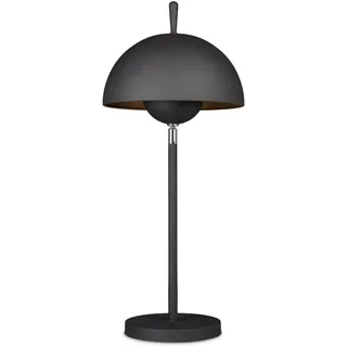 Relaxdays Tischlampe HELMUT, modernes Design, Metall, Schirm Innenseite glitzernd gesprenkelt, HBT: 73 x 30 x 30 cm, schwarz-gold