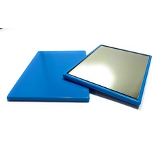 niavida Eckiger Kleiner Taschenspiegel - Handspiegel, Kunststoff-Korpus, Glas-Spiegel, Rahmenfarbe Türkis-Blau