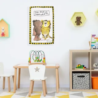 LuckyLinde Leinwandbild »Der kleine Bär und der kleine Tiger - Du bist so schön« Bär   Bären   Liebessprüche   Schriftzug   Sprüche   Teddy   Tiere   Tiger   little star 1 Stk. tlg. Exklusive JANOSCH Kindermotive, bunt