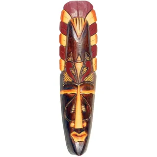 Wogeka - 50 cm Ethno Wandmaske - Handarbeit aus Holz geschnitzt als Geschenk-Idee zur Deko Afrika Maske 31