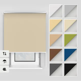 Estika Thermo rollos mit Bohren 150x220 cm Farbe: Ecru, Verdunklungsrollo Deckenmontage und Wandmontage, Thermorollo hitzeschutz, Jalousien Fenster