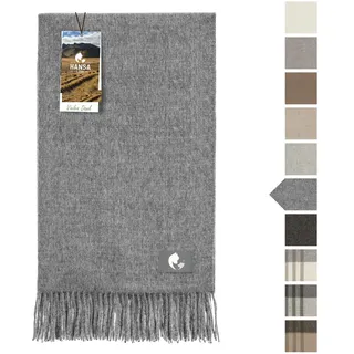 HANSA-FARM | Extra große Baby Alpaka Decke - 200 x 130 cm - Kuschelig weich aus 100% Baby Alpakawolle (kratzfrei, ungefärbt) Plaid Tagesdecke & Alpaka Wolldecke - Mittelgrau Uni (Grau)