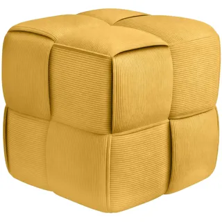 Pouf Forinta Cord - Rippenstoff | Farbe: Gelb | Abmessungen: 40x40x40 cm