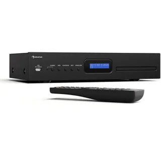 Auna Art22 CD Player HiFi Mit Slot-In Laufwerk, USB-Eingang, CD-MP3 Wiedergabe, Fernbedienung, Optische & Koaxiale Ausgänge – 130 W Klangqualität – Schwarz