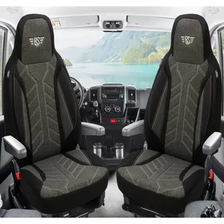 Wohnmobil Sitzbezüge & Schonbezüge für Fiat Ducato Citroen Jumper Peugeot Boxer | Passgenaue Vordersitzbezüge | Teilintegriert, Kastenwagen & Alkoven | Sitzbezug Fahrer & Beifahrersitz
