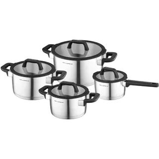 FLORINA Kochtopf Set CHEF I Kochtöpfe mit Deckel und Stieltopf I Messbecher, Ausgieß | Spülmaschinengeeignet | Ideal für Induktionsherd, Gasherd, Elektroherd