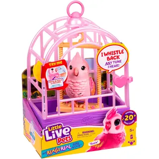 MOOSE TOYS LTD Little Live Pets My Really Real Bird & Cage – Rosie, Interaktives, realistisches Vögelchen, Über 20 Geräusche & Reaktionen (Käfig: 25 cm, Bird: 10,9 cm), Aufnahme/Wiedergabe, Mitnehmen & Präsentieren