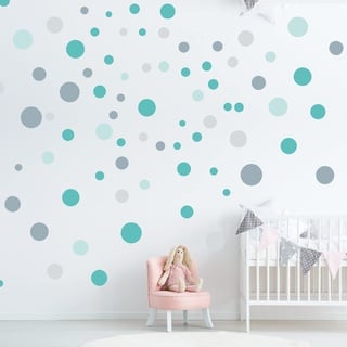 ELES VIDA - 100 Wandtattoo Dots Polka Punkte fürs - 100 Wandsticker Set - Pastell Farben für Baby zum Kleben Wandaufkleber Selbstklebend - Wandfolie Kreise, Minze - Türkis - Hellblau - Grau