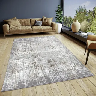 Hanse Home Abstract Vintage Teppich – Orientalischer Kurzflor Wohnzimmerteppich im Vintage Look, Abstrakt Läufer für Schlafzimmer, Esszimmer, Wohnzimmer, Flur – Creme Grau, 200x280cm