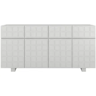 Skandica Sideboard Cubo Long, Geometrische 3D Fronten, 169 cm, Grau , Hellgrau , Holz , Rechteckig , 168.9x83.8x41.8 cm , Kleinmöbel, Kommoden, Sideboards