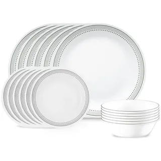Corelle 18-Piece Dinnerware Service for 6, Chip Resistant, Mystic Gray Geschirr-Set, Glas, Mystisches Grau