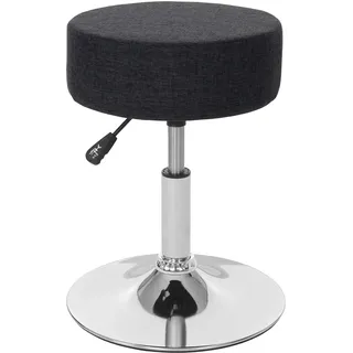 Mendler 2er-Set Hocker HWC-C22, Sitzhocker Schminkhocker, höhenverstellbar Ø 35cm ~ Textil, dunkelgrau