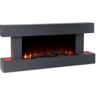 Klarstein Deko Kamin mit LED-Flammen, Elektro Kamin mit Heizung, 2000W Elektrischer Kamin, Sparsamer Kamin Elektrisch, Wandkamin mit Fernbedienung & Timer, Elektrische Kamine mit MDF-Gehäuse - Dunkelgrau