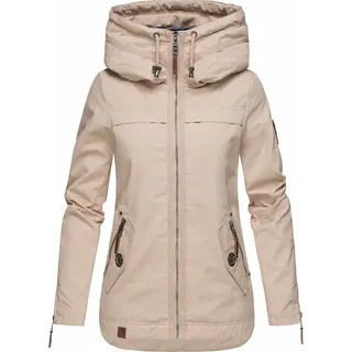 Navahoo Damen Jacke Frühling Herbst Übergangsjacke Print Parka Mantel Kapuze Wekoo Beige Gr: 36 - S - Beige