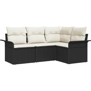 vidaXL Gartensofa-set mit Speicher 4 pcs Schwarz Poly-Rattan - Schwarz