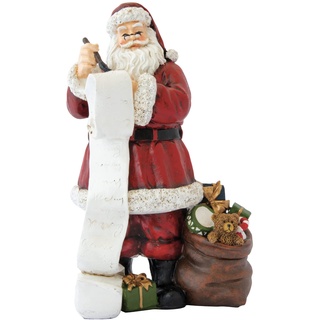 Easy Life Figur Weihnachtsmann mit Seiner Liste, 15,5 x 12 x 24,5 cm, aus Polyresin, Weihnachtsfiguren