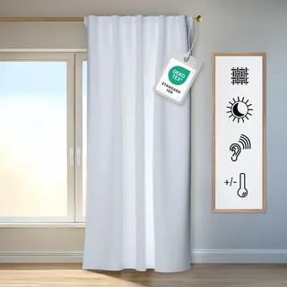 Homing Vorhang Kim Weiß | Verdunkelungsvorhang inkl. Multifunktionsband | Thermovorhang Hitzeschutz | Akustikvorhang Schalldämmung | Vorhang Blickdicht | Blackout Curtain | 140x245 cm | 1 STK.