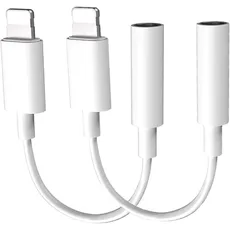 (2 Pack) Adapter für iPhone Lightning auf 3,5 mm Klinke Adapter für Kopfhörer Dongle AUX Audio Splitter Anschluss kompatibel mit iPhone 12/11/11 Pro Max/X/7/8/8 Plus-Plug and Play